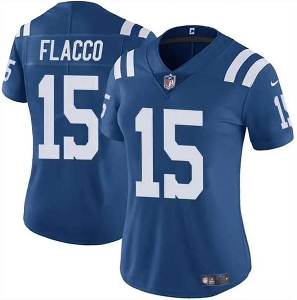 Womens Indianapolis Colts #15 Joe Flacco Blue Vapor Stitched Jersey Dzhi